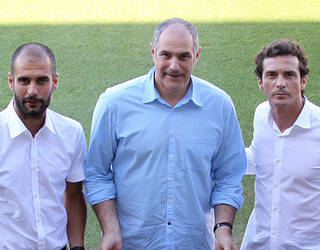 PEP GUARDIOLA, ANDONI ZUBIZARRETA, GUILLERMO AMOR. FOTO: MIGUEL RUIZ
