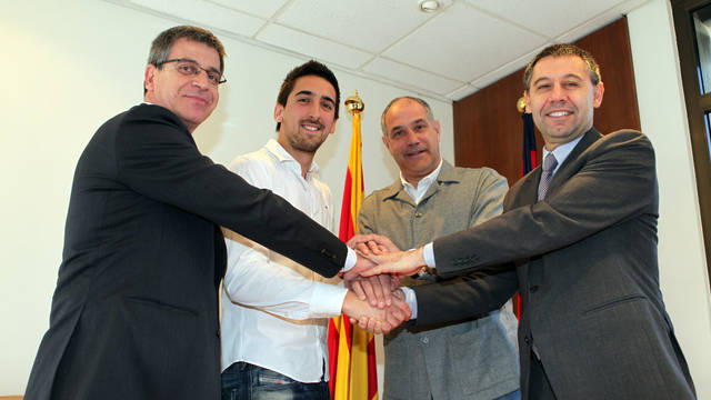 Jordi Mestre, Oier Olazábal, Andoni Zubizarreta and Josep Maria Bartomeu / PHOTO: MIGUEL RUIZ-FCB