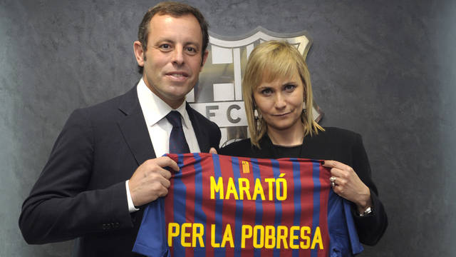 President Sandro Rosell and the Director of TV3 Mònica Terribas