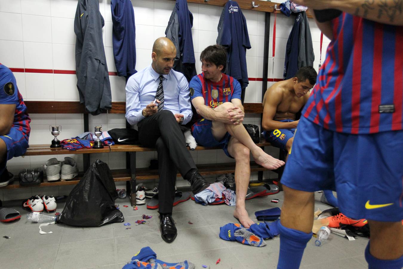 Guardiola i Messi, al vestidor