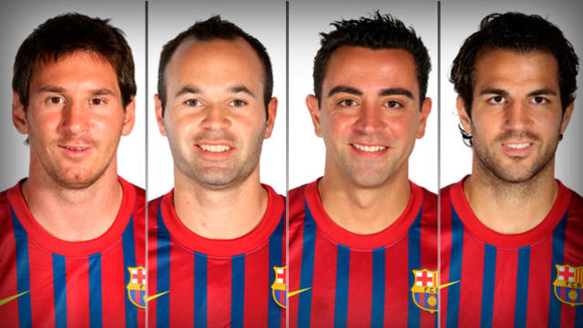 Messi, Iniesta, Xavi y Cesc