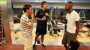 Abidal greets his teammates