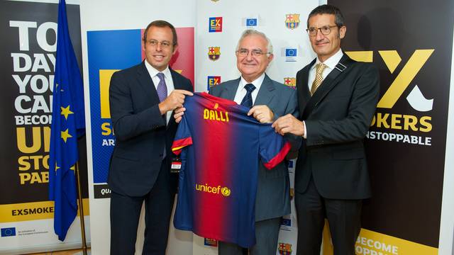 Sandro Rosell, John Dalli and Jordi Monés