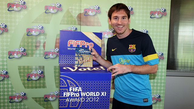 Messi, votant l'Onze Mundial FIFA/FIFPro 2012. FOTO: MIGUEL RUIZ-FCB.