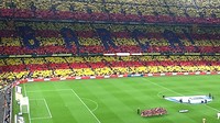 Mosaic amb el qual el públic ha rebut l'equip al Camp Nou