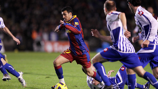 Pedro, la temporada 2010/11, a Riazor. FOTO: ARXIU-FCB. 