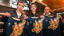 Muniesa, Cuenca i Javi Rodríguez, amb la nova samarreta de Catalunya. FOTO: GERMÁN PARGA.