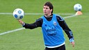 Messi, en un entrenament amb l'Argentina.
