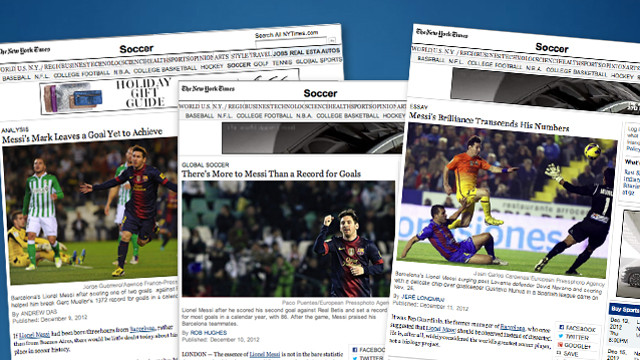 Lionel Messi, three articles at The New York Times