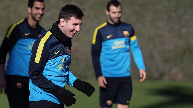 Messi, durante el entrenamiento. FOTO: MIGUEL RUIZ  FCB