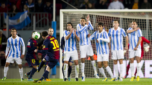 Messi, contra el Màlaga. FOTO: ÀLEX CAPARRÓS-FCB.