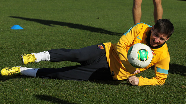 Messi, durante el entrenamiento de este martes / FOTO: MIGUEL RUIZ-FCB