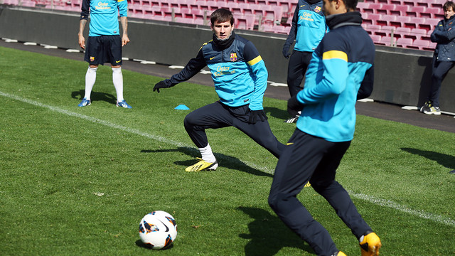 Xavi and Messi training in the Camp Nou / PHOTO: MIGUEL RUIZ – FCB