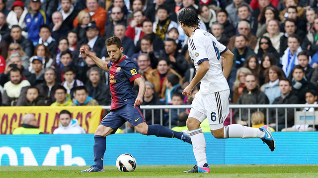 Jordi Alba en una acció contra el Reial Madrid / FOTO: MIGUEL RUIZ - FCB