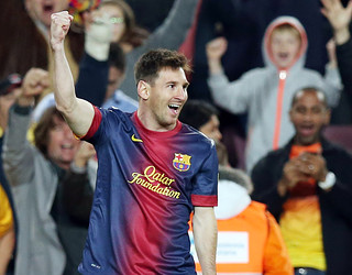 Leo Messi celebra un dels dos gols contra el Betis / FOTO: MIGUEL RUIZ-FCB