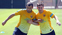 Javier Mascherano i Leo Messi, a l'entrenament d'aquest dimecres / FOTO: MIGUEL RUIZ - FCB