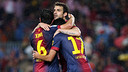 Les joueurs après le premier but. PHOTO:MIGUEL RUIZ - FCB