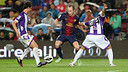 Iniesta, en el seu partit 300 a la Lliga, contra el Valladolid. FOTO: MIGUEL RUIZ-FCB.