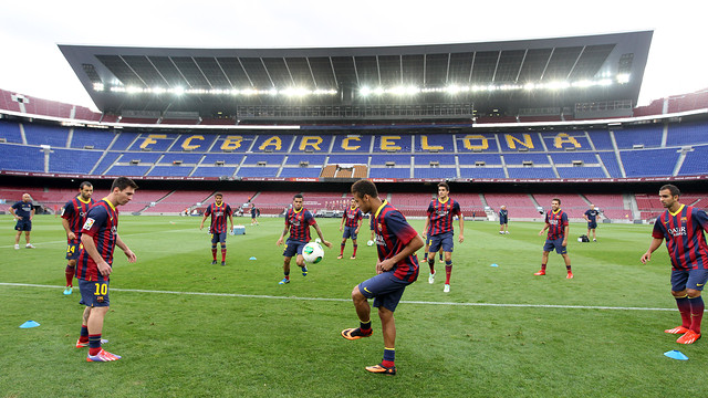 Messi, durante el entrenamiento de este martes / FOTO: MIGUEL RUIZ-FCB