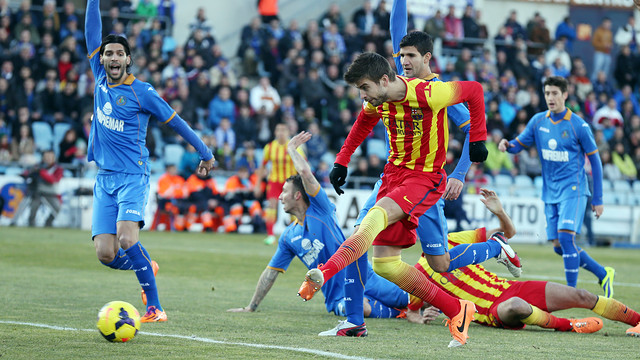 Piqué v Getafe in La Liga. PHOTO: MIGUEL RUIZ-FCB.