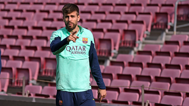 Gerard Piqué featured in today's session at the Camp Nou / PHOTO: MIGUEL RUIZ - FCB