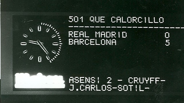 Scoreboard at the Santiago Bernabéu showing the 0-5 scoreline / PHOTO: ARXIU FCB