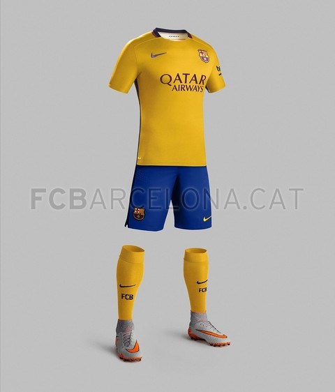 Segunda camiseta amarilla FC Barcelona 2015/16