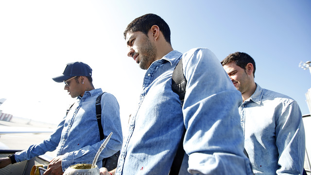 FC Barcelona squad en route to Getafe