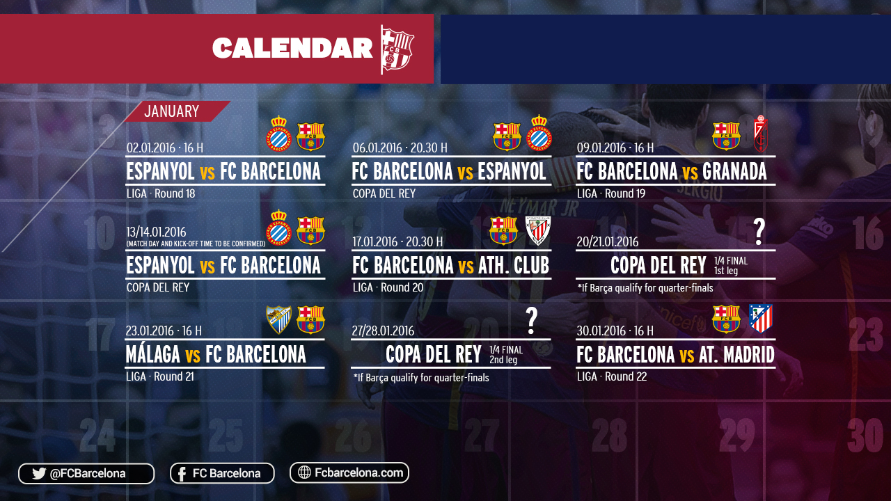 Programme chargé pour le FC Barcelone en janvier avec la Coupe du Roi